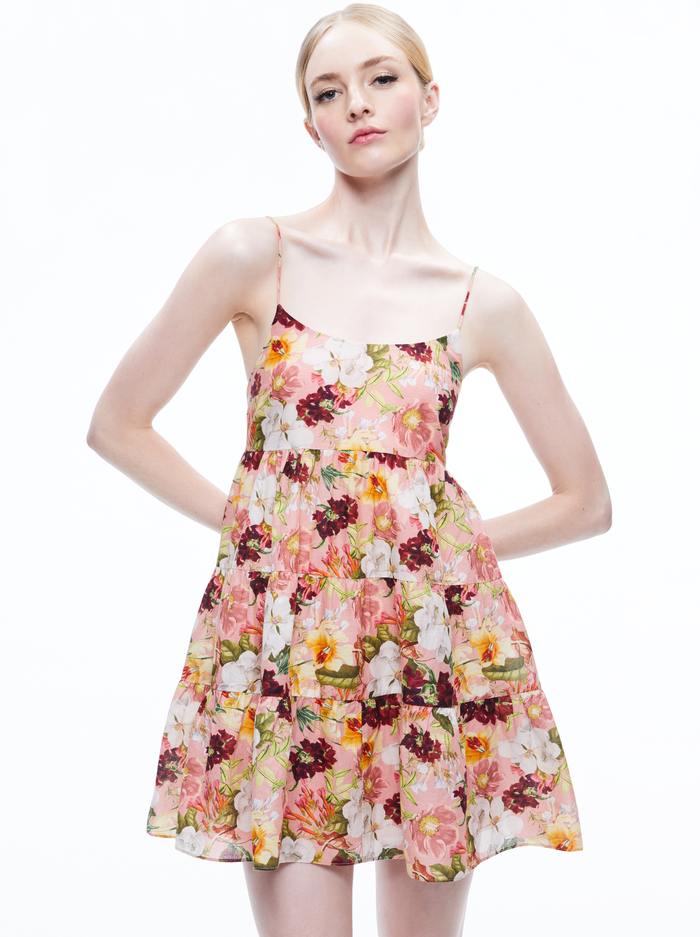 COLLEEN BABYDOLL MINI DRESS - JUNIPER FLORAL ROSE image 2 - Alice And Olivia