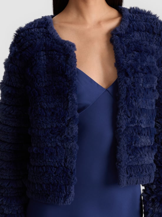 INDIGO-FAWN FAUX FUR JACKET
