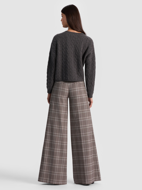 CHARCOAL HEATHER-CECILIE CASHMERE CABLEKNIT PULLOVER