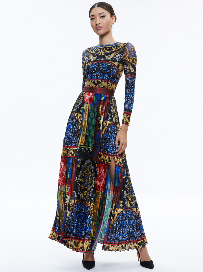 IVEY PLEATED SKIRT MAXI DRESS - AFTER SUNSET - Alice And Olivia