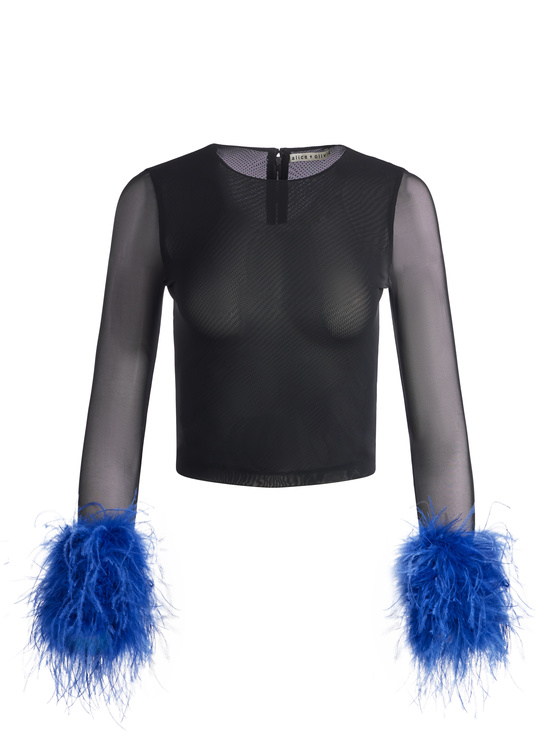BLACK/ROYAL-DELAINA FEATHER TOP
