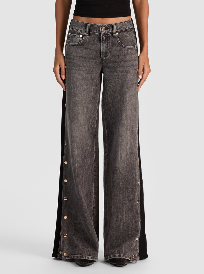 AMAZING JEAN WITH KNIT PANEL - GEORGIA VINTAGE BLACK - Alice And Olivia