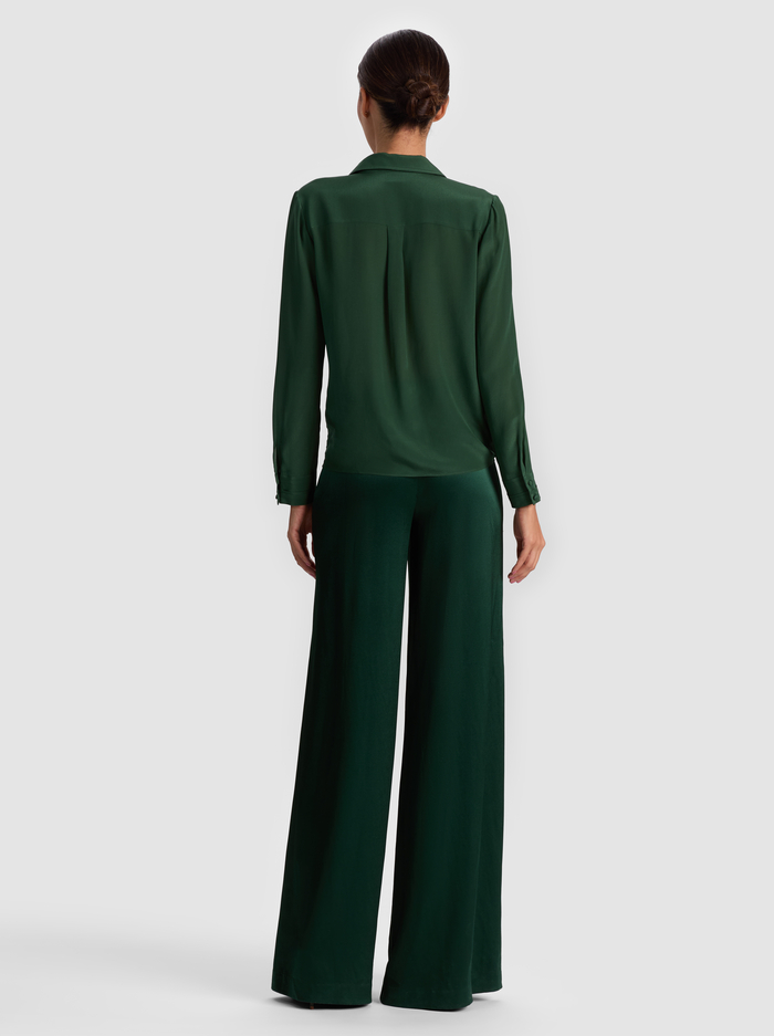 WILLA SILK BLOUSE - GREEN MYSTIQUE image 2 - Alice And Olivia