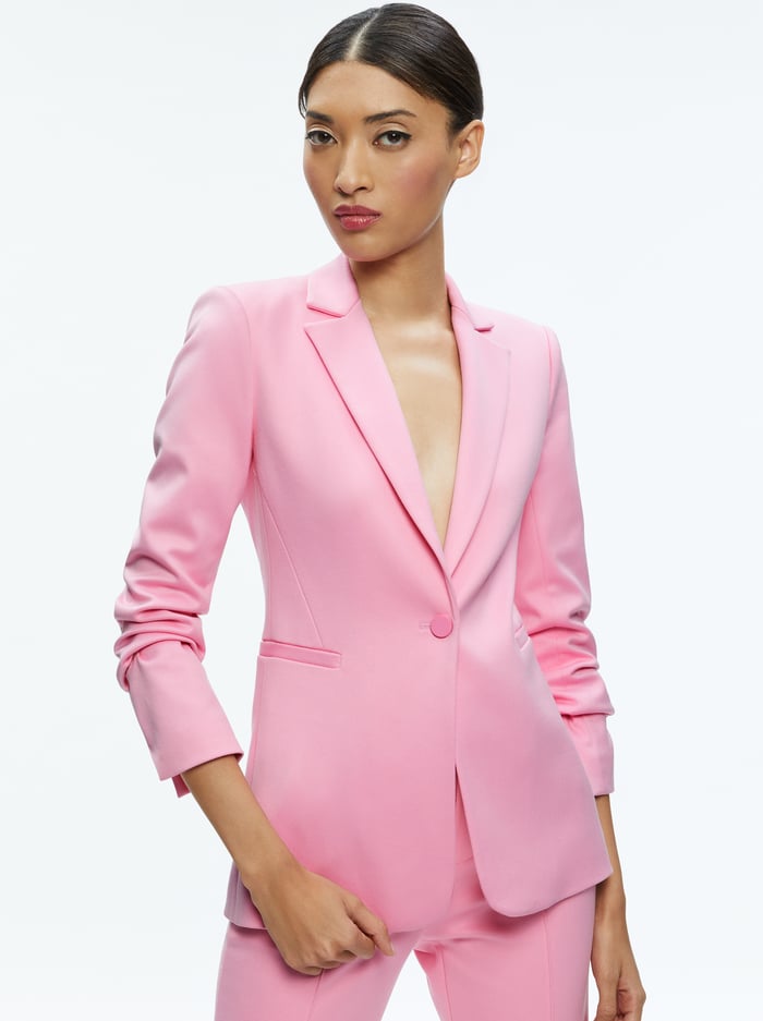 MACEY NOTCH COLLAR FITTED BLAZER - CHERRY BLOSSOM - Alice And Olivia