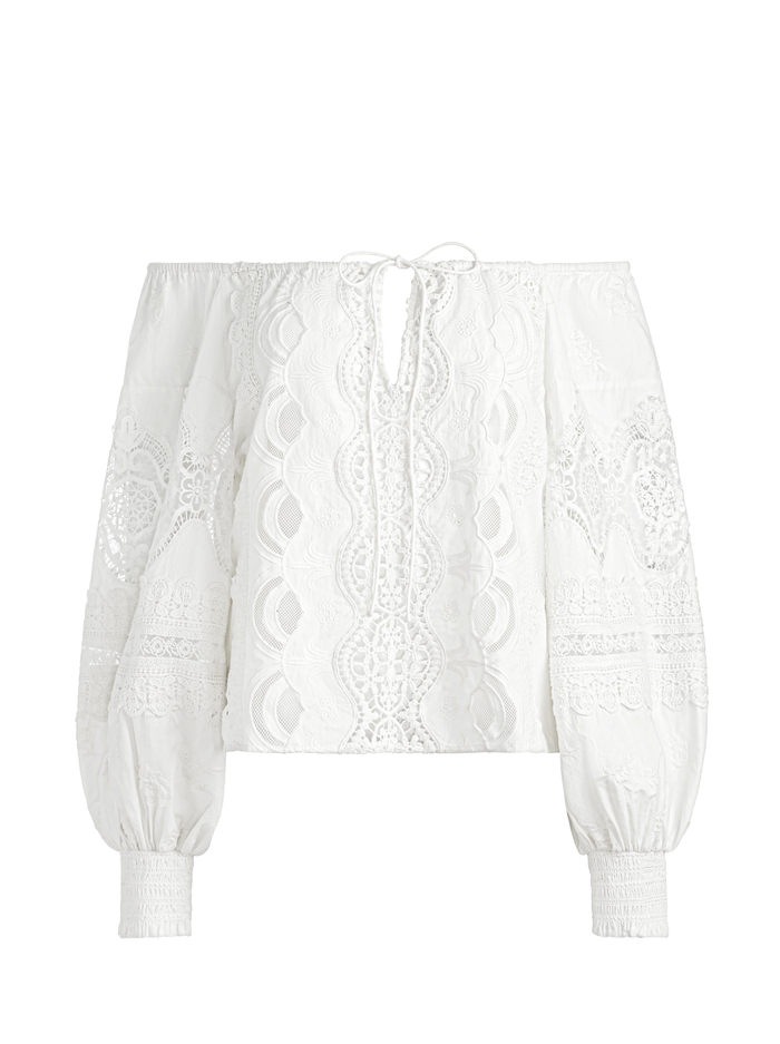ALTA EMBROIDERED OFF THE SHOULDER BLOUSE - ECRU image 5 - Alice And Olivia