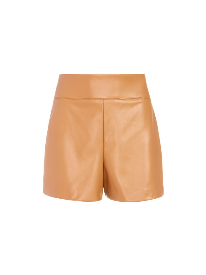 DONALD VEGAN LEATHER SHORT - CAMEL image 5 - Alice And Olivia