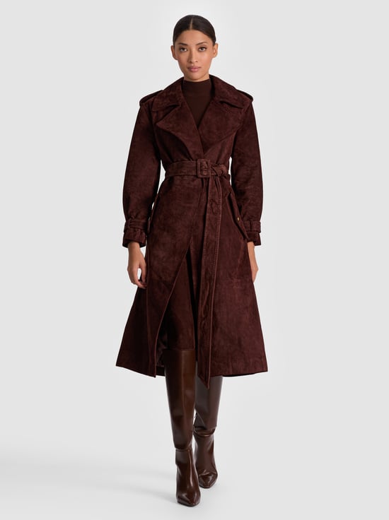 DARK CHOCOLATE-NEVADA SUEDE TRENCH COAT