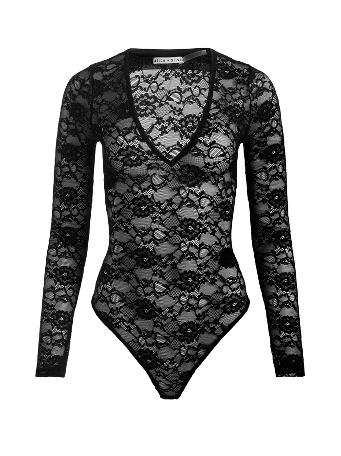 TEAGAN LACE BODYSUIT - BLACK image 5 - ALICE + OLIVIA
