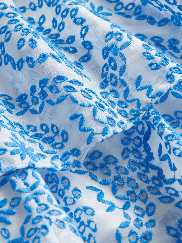 BETHIE RUFFLE MINI SKIRT - OFF WHITE/FRENCH BLUE image 1 - Alice And Olivia