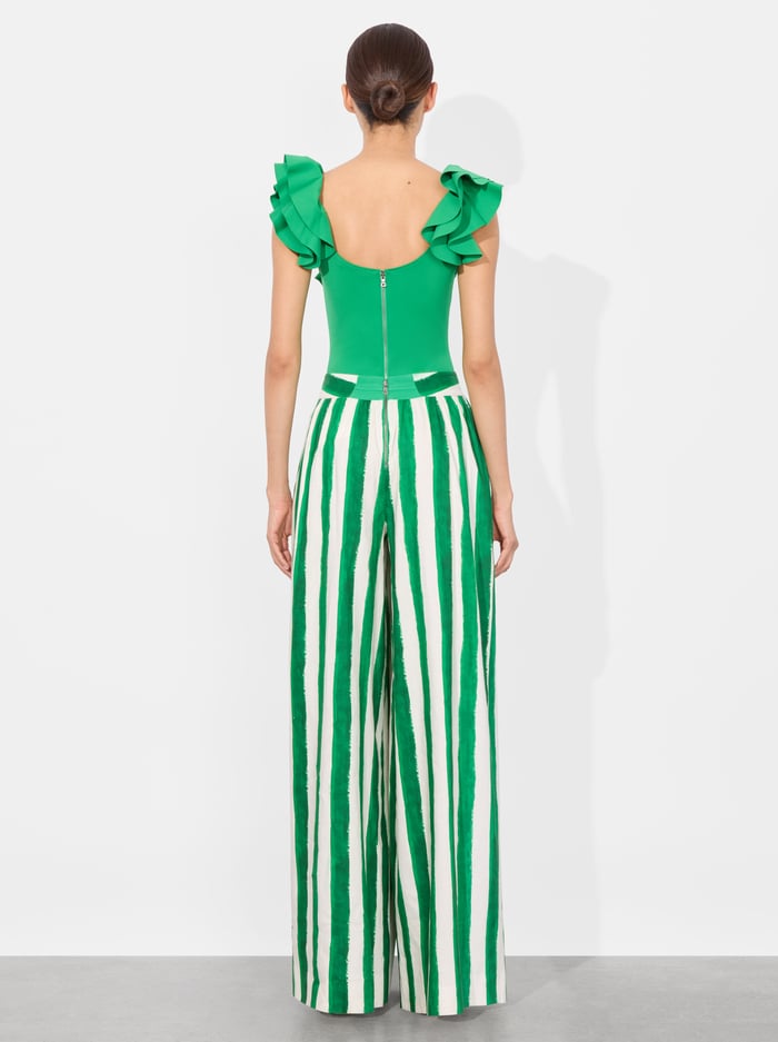 TAWNY RUFFLE BODYSUIT - LIGHT EMERALD image 2 - Alice And Olivia