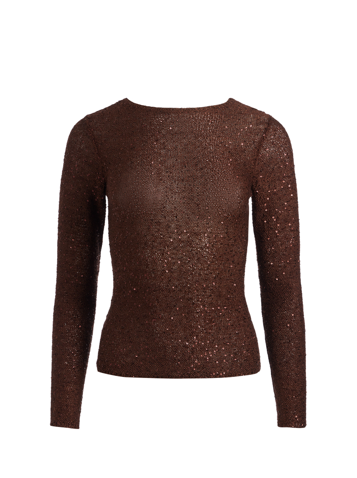 ENEIDA SEQUIN PULLOVER - ESPRESSO image 5 - Alice And Olivia