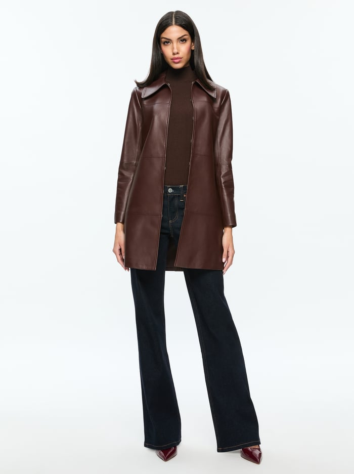 LOGAN LEATHER COAT - ESPRESSO image 1 - Alice And Olivia