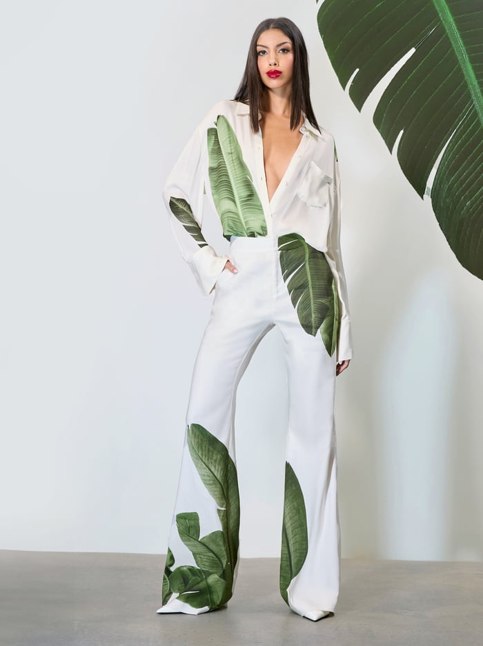 WILLA SILK BLOUSE - JUNGLE PALM OFF WHITE image 6 - Alice And Olivia