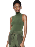 DARINA FITTED MOCK NECK TANK - ARMY GREEN