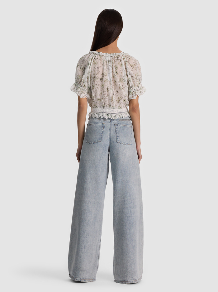 MCLAINE PUFF SLEEVE BLOUSE - FLOWER SHOP LIGHT SAGE image 2 - ALICE + OLIVIA