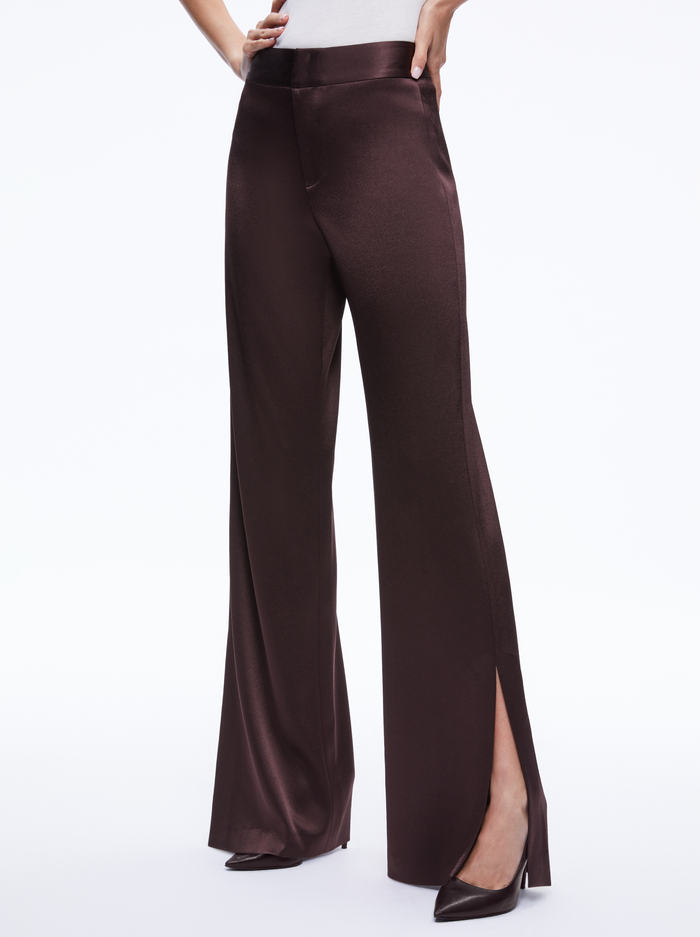 JC WIDE LEG SIDE SLIT PANT - TOFFEE - Alice And Olivia