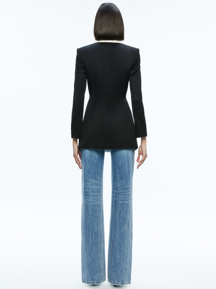 SILVIE FITTED BLAZER - BLACK/ECRU image 1 - Alice And Olivia