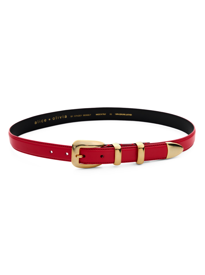 HAYDEN BUCKLE BELT - CHILI PEPPER/GOLD image 3 - ALICE + OLIVIA