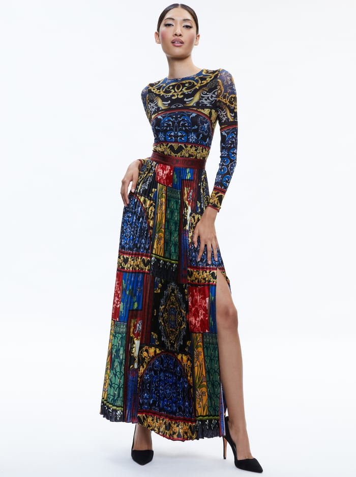 IVEY PLEATED SKIRT MAXI DRESS - AFTER SUNSET image 4 - Alice And Olivia