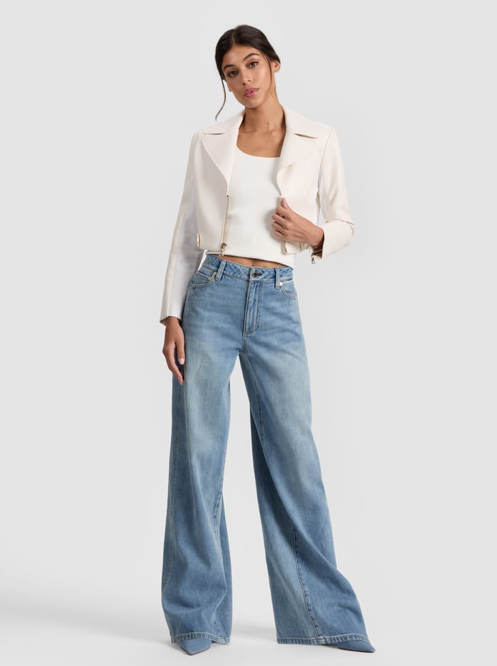 YARDLEY VEGAN LEATHER JACKET - OFF WHITE image 1 - Alice And Olivia