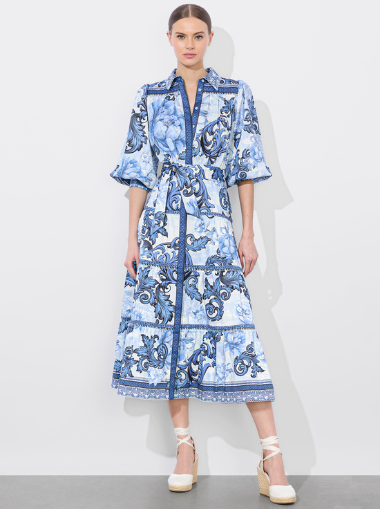 SCROLL SYMPHONY-GENEVA MIDI DRESS