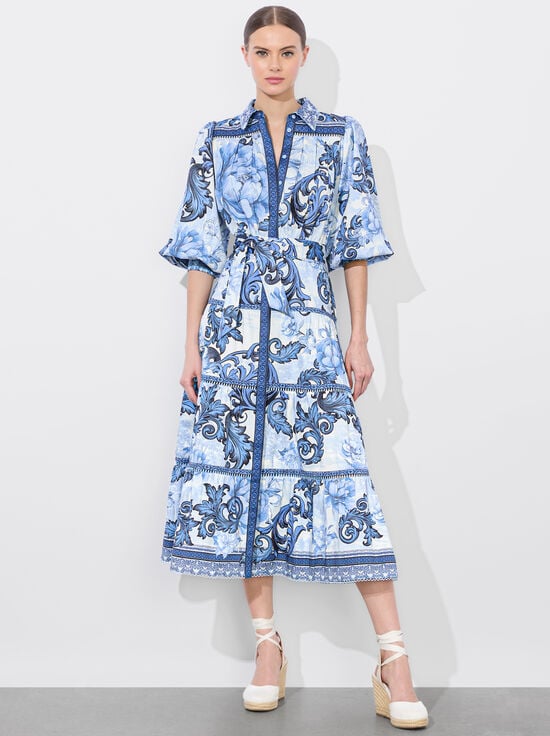 SCROLL SYMPHONY-GENEVA MIDI DRESS