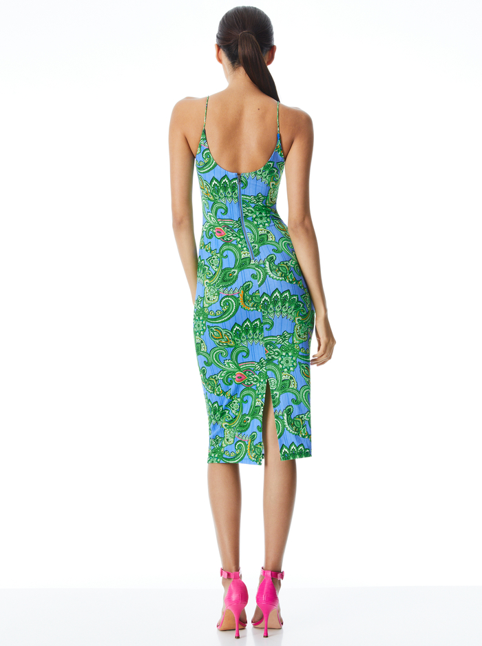 DELORA SPAGHETTI STRAP MIDI DRESS - SPRING PAISLEY PALACE BLUE image 1 - Alice And Olivia