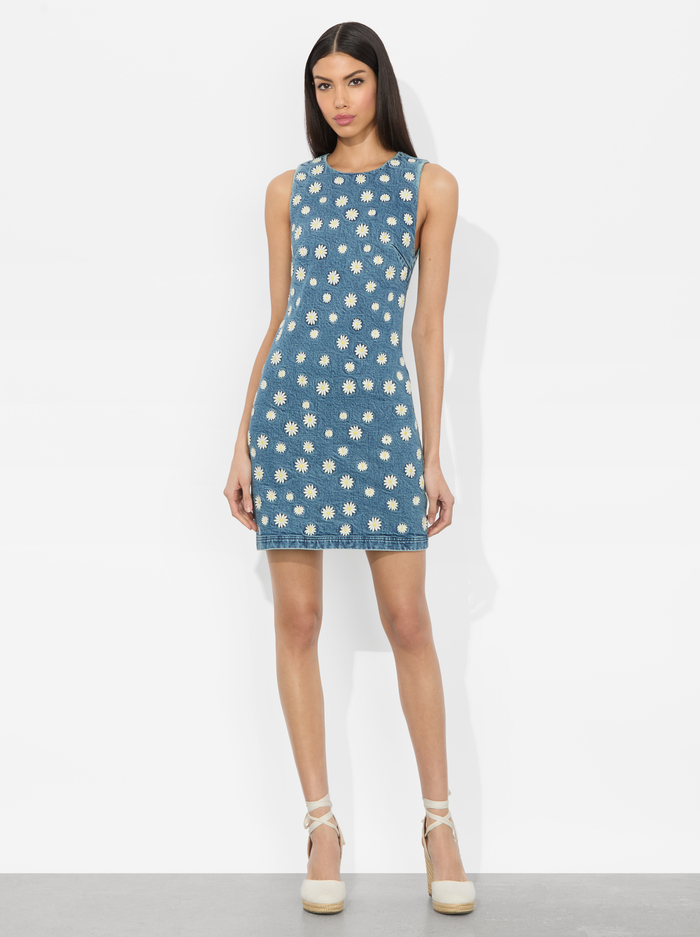 WYNELL EMBROIDERED MINI DRESS - MEDIUM WASH - Alice And Olivia