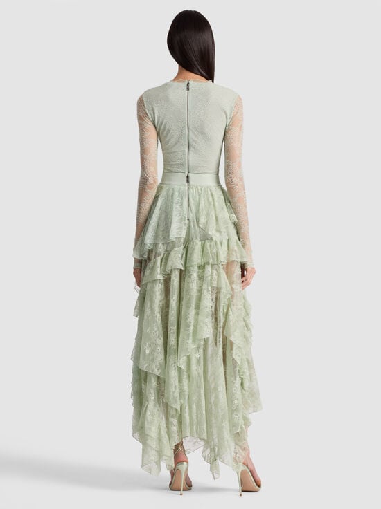 GREEN TEA-KARYS MIXED MEDIA SKIRT
