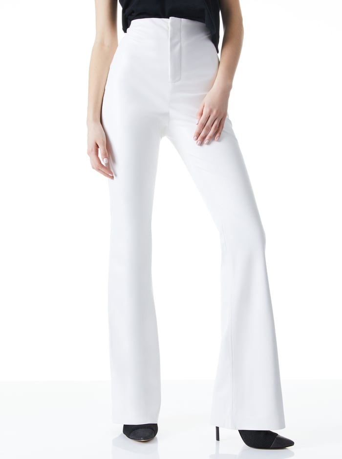 TEENY VEGAN LEATHER FLARE PANT - OFF WHITE - Alice And Olivia