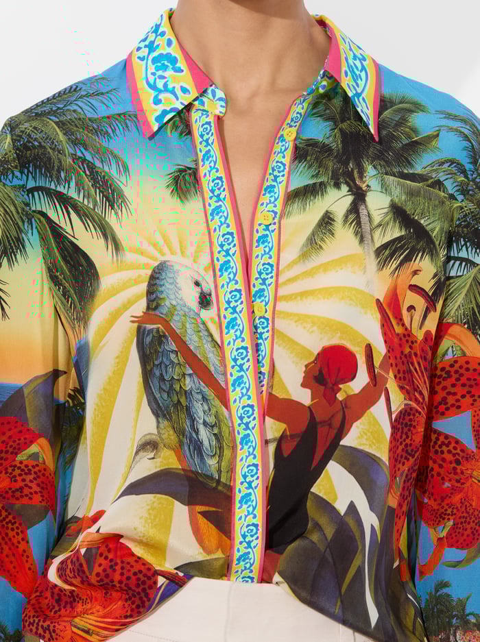 WILLA SILK BLOUSE - ISLAND DREAMS MULTI image 3 - Alice And Olivia