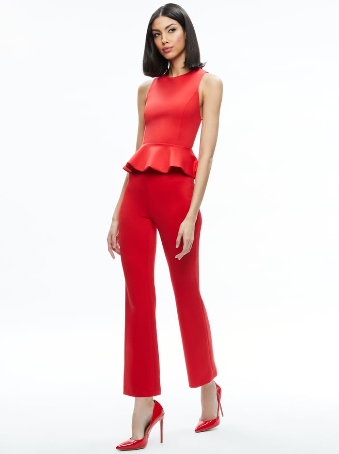 RMP MID RISE BACK-ZIP BOOTCUT ANKLE PANT - BRIGHT RUBY image 4 - Alice And Olivia