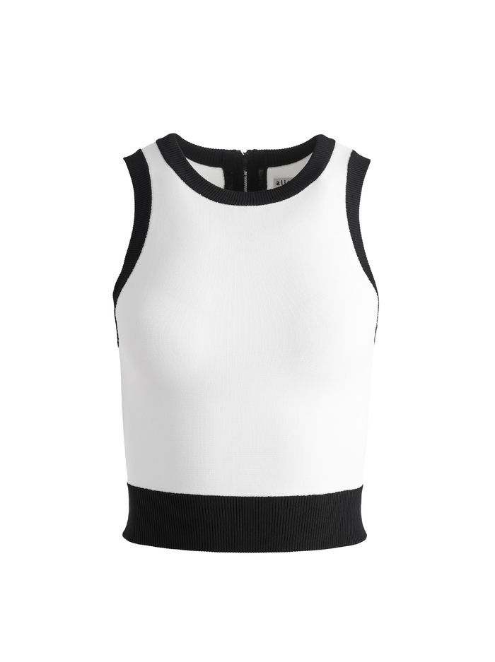 BOYD CREWNECK TANK - SOFT WHITE/BLACK image 5 - Alice And Olivia