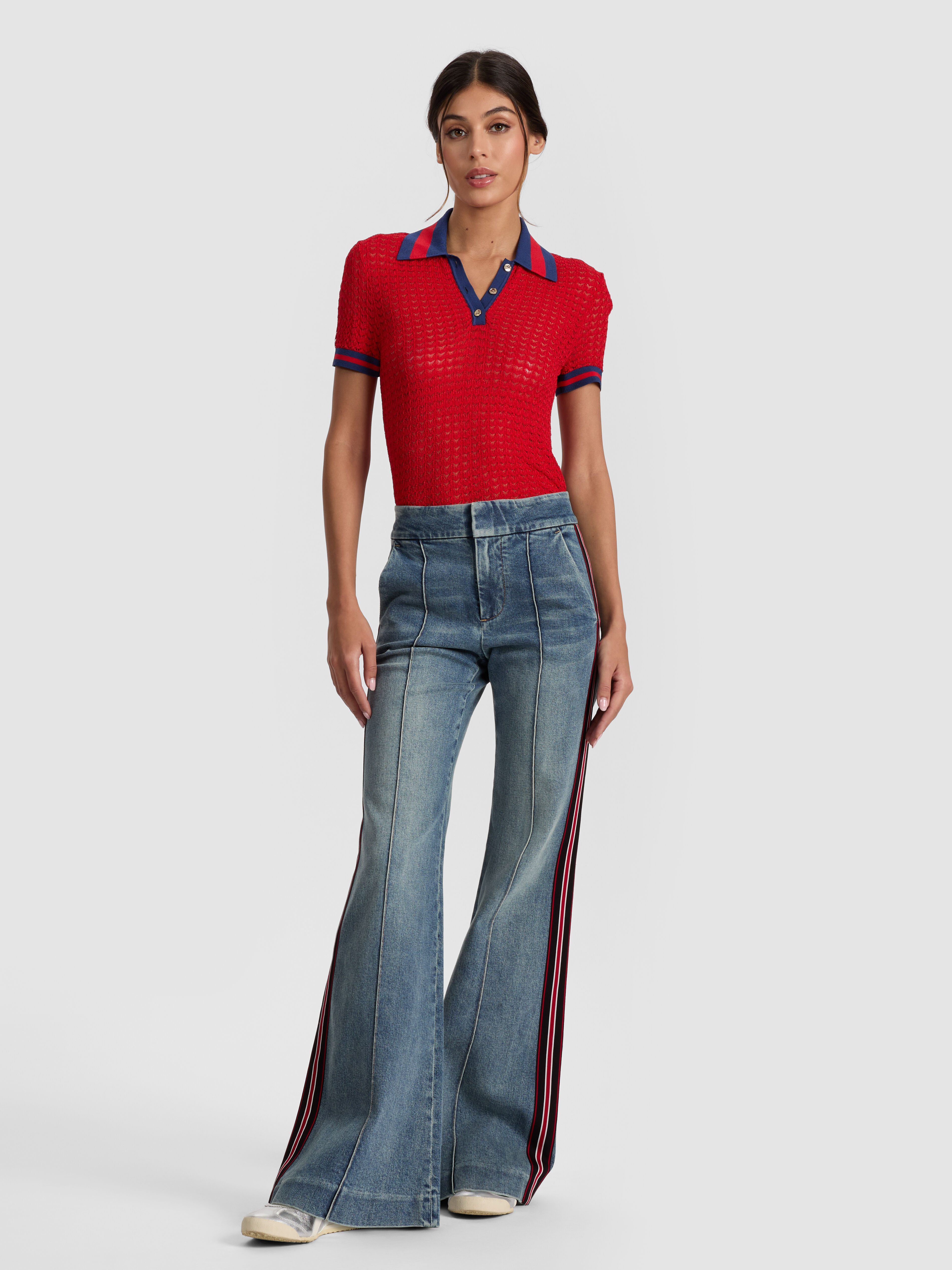 Dylan Striped Jean In Albertine Blue | Alice + Olivia