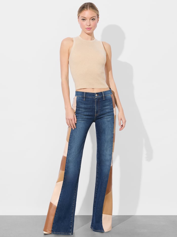 SB VEGAN PATCHWORK JEAN - DARBY VINTAGE BLUE image 2 - Alice And Olivia