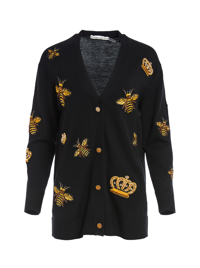 BRADFORD GRANDPA CARDIGAN - BLACK/MULTI image 5 - Alice And Olivia