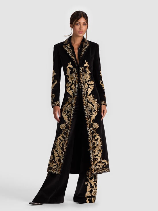 MACEY EMBROIDERED VELVET COAT