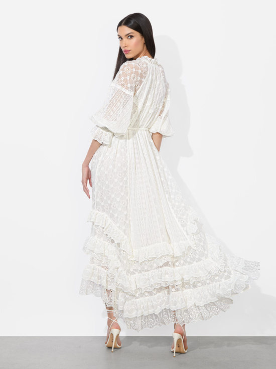 OFF WHITE-ALYCEN EYELET MAXI DRESS
