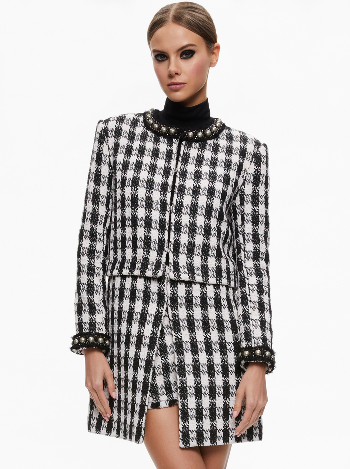 Deon Two-fer Tweed Jacket In Black/white