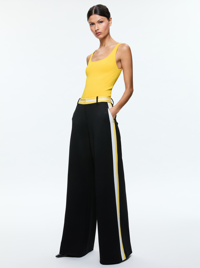 ERIC PANT - BLACK/MUSTARD SEED/WHITE image 3 - Alice And Olivia