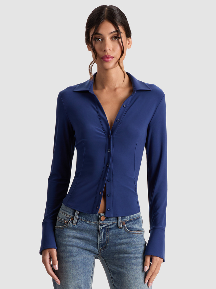 FREYA FITTED TOP - INDIGO - Alice And Olivia