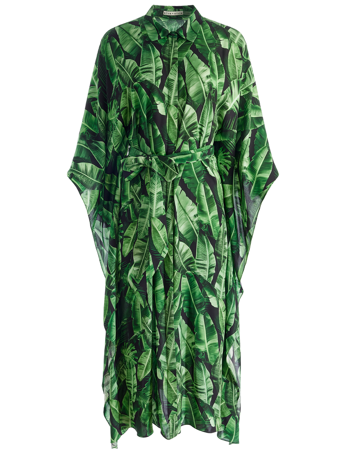 DEANNE MIDI SHIRT DRESS - JUNGLE PALM BLACK image 5 - Alice And Olivia