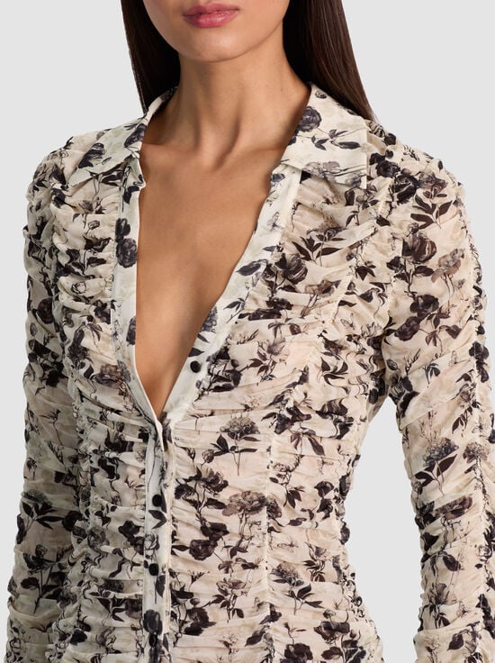 ARDEN FOREST SM-PORTIA MESH BUTTON DOWN
