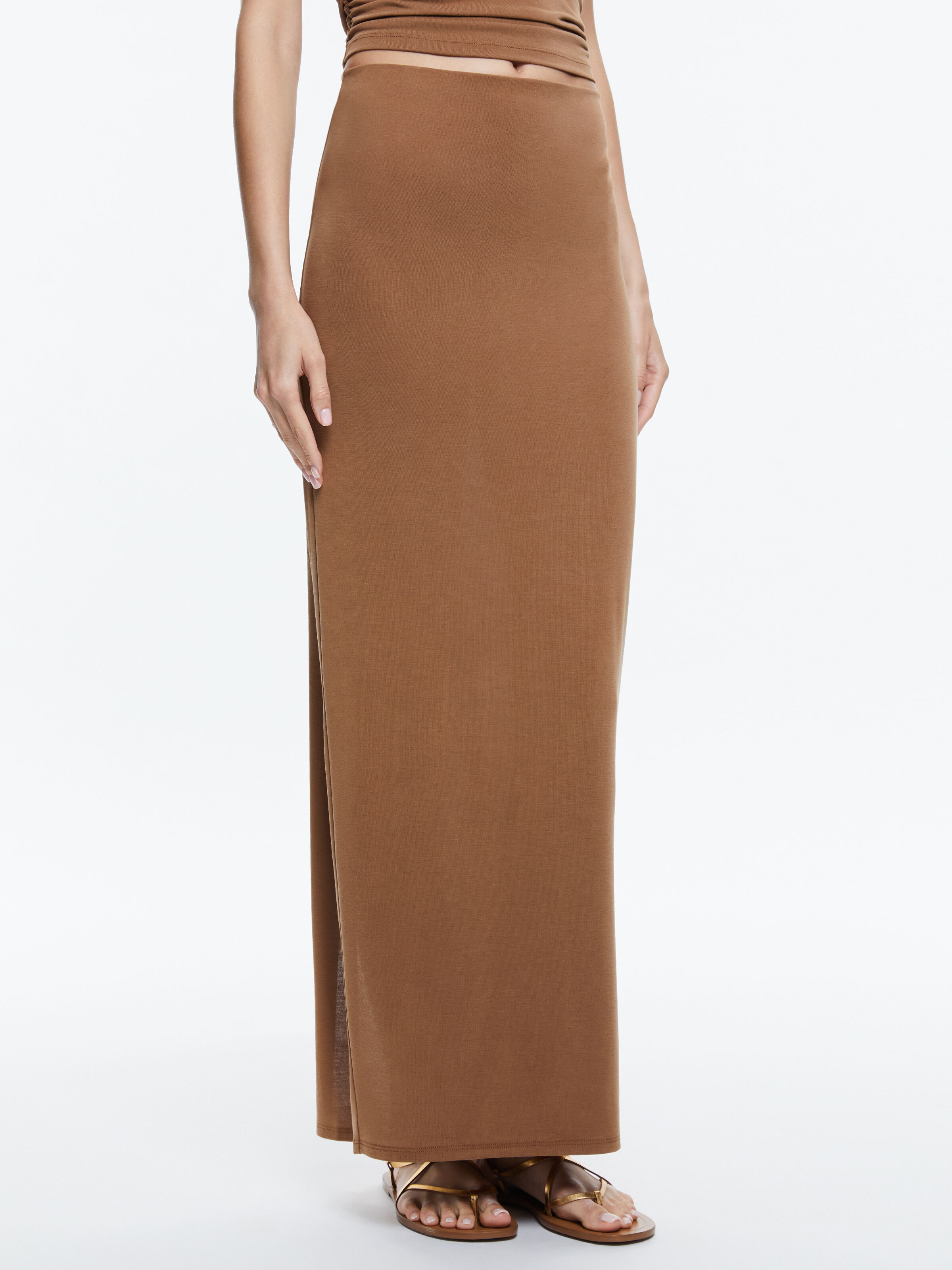 Agatha Long Pencil Skirt In Camel Alice Olivia