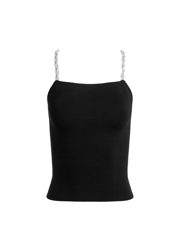 DRINA EMBELLISHED STRAP TANK - BLACK image 5 - Alice And Olivia