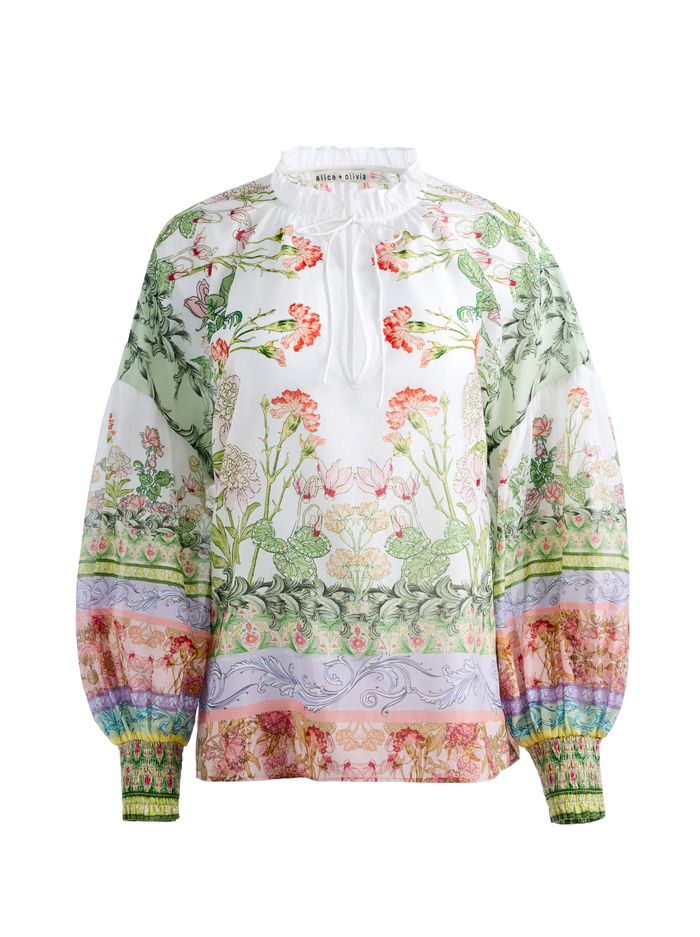 JULIUS BLOUSON SLEEVE TIE FRONT TOP - FLORAL FEST image 5 - ALICE + OLIVIA