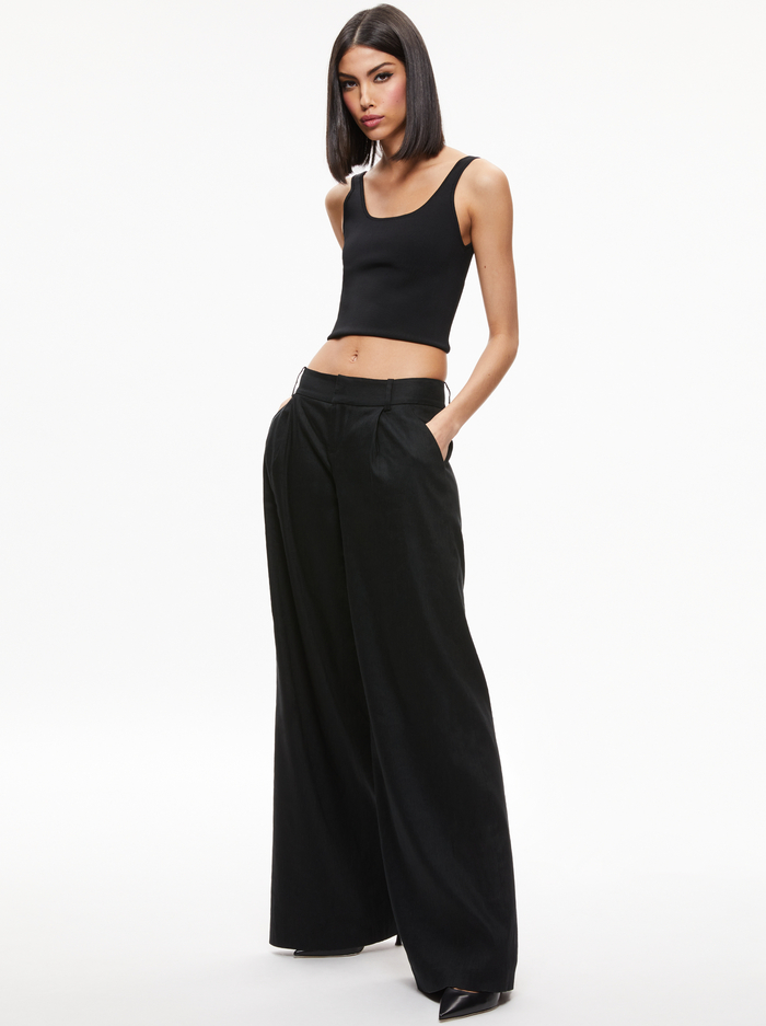 ERIC LOW RISE LINEN TROUSER - BLACK image 4 - Alice And Olivia