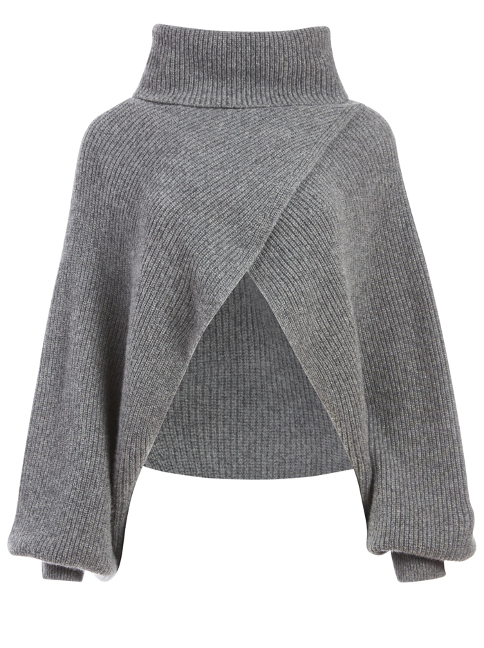NORIKO TWO WAY PULLOVER - MED HEATHER GREY image 5 - Alice And Olivia