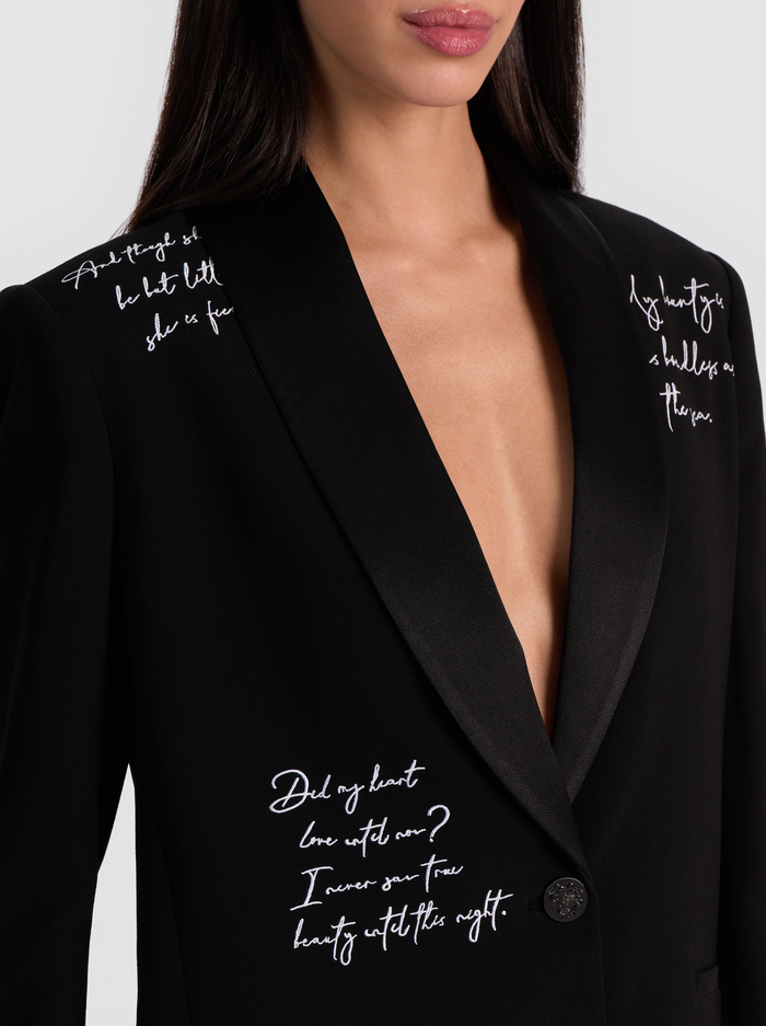 IVAN EMBROIDERED BLAZER - BLACK/OFF WHITE image 3 - Alice And Olivia