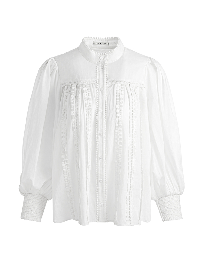 CORA BUTTON DOWN BLOUSE - OFF WHITE image 5 - Alice And Olivia